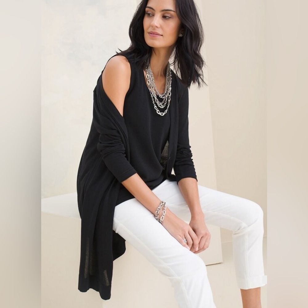 Chicos black lightweight knit sweater tank size 2 (large)